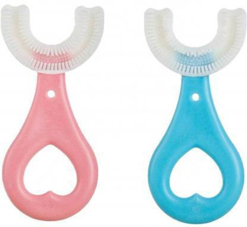 rdh Children Infrant Toothbrush 360 Degree U-shaped For 2-6 Years Mouth-Cleaning Silicone Clean Brushing Kids Teeth Dental Care Hand-Held Version Ultra Soft Toothbrush (Pack of 2) Extra Soft Toothbrush(Pack of 2)