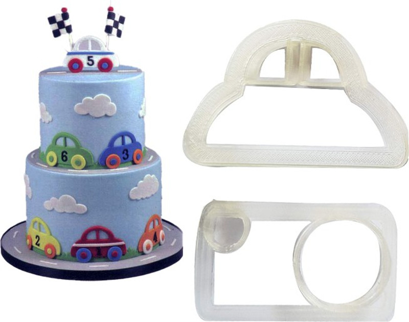JSA Cute car shape cake decoration tool fondant, dough, clay and Cookie Cutter(Pack of 2)