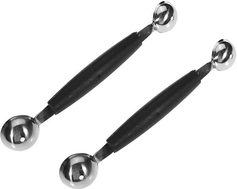 OYSTIO Elexiq Stainless Steel Double Scoop Melon Baller.Dual Double End Stainless Steel Melon Fruit Baller Scoop Icecream Desert Spoon Set of 2 Kitchen Scoop