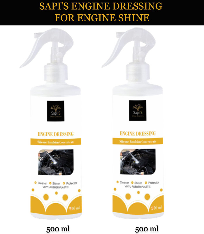 SAPI'S ™ Engine Dressing Silicone Emulsion Concentrate For Car - 500 ML Pack of 2 Car Care/Car Accessories/Automotive Products Engine Cleaner(500 ml)
