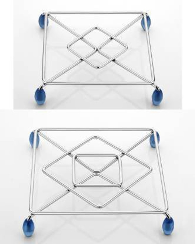 SHOPOBOX Stainless Steel Heat Resistant Hot Pot Stand, Heating Pads for Dinning Table, Stainless Steel Placemats, Pot Bowl Tawa Holder, Hot Mat for Dining Table Mirror Trivet(Pack of 2)