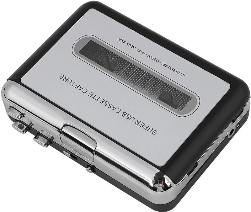 microware Portable Cassette Player, Tape to MP3 Converter Cassette Tap Player with Earphone, USB Cassette Capture Tape to PC CD Player Cassette Recorde MP3 Player(Silver, 3.4 Display)