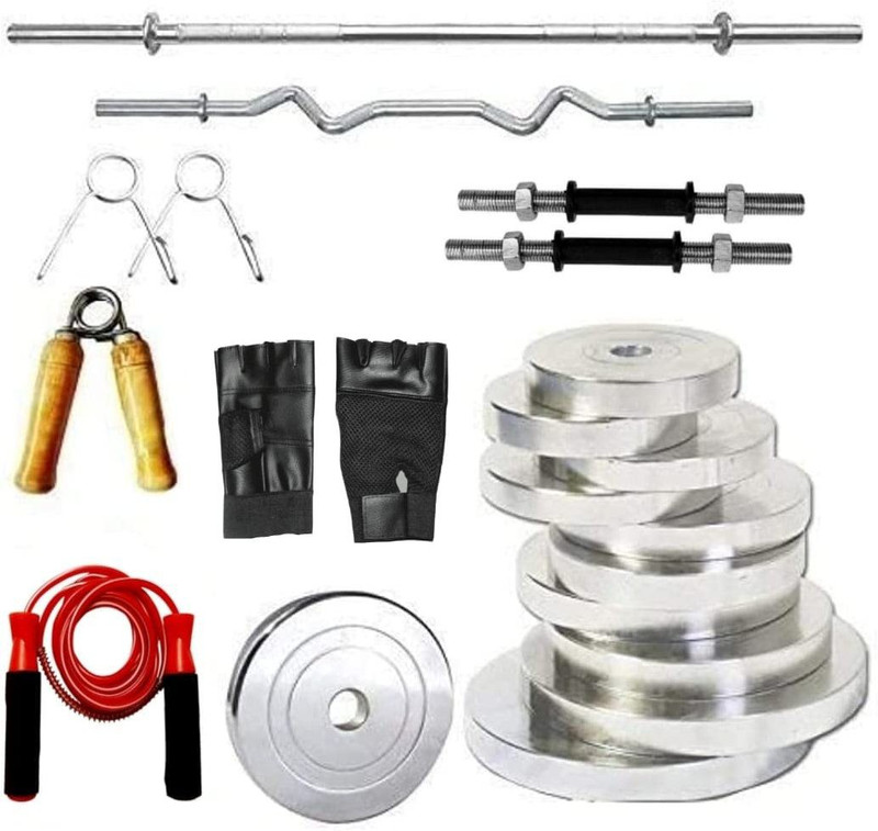 YMD 30 kg Steel Plates Weight Home Gym Combo kit & Equipments Set Home Gym Combo