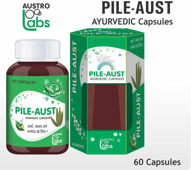 Austro Labs | PILE-AUST | AYURVEDIC & NATURAL TO CONTROLS PILES, FISSURES, RELIEF FROM PAIN, BLEEDING, BURNING (ARSH, MASA, BHAGANDAR)(60 Capsules)