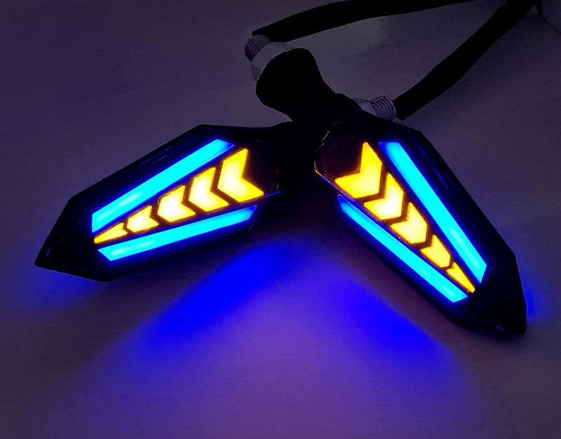 MK Mankrit Rear LED Indicator Light for Universal For Bike Universal For Bike(Yellow, Blue)