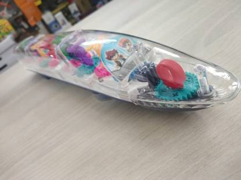 Galox Toy Bullet Train, Colorful Electric Transparent Gear train Model Toy with Universal Wheel, train Toy Music Light Rotation Toy(Multicolor, Pack of: 1)