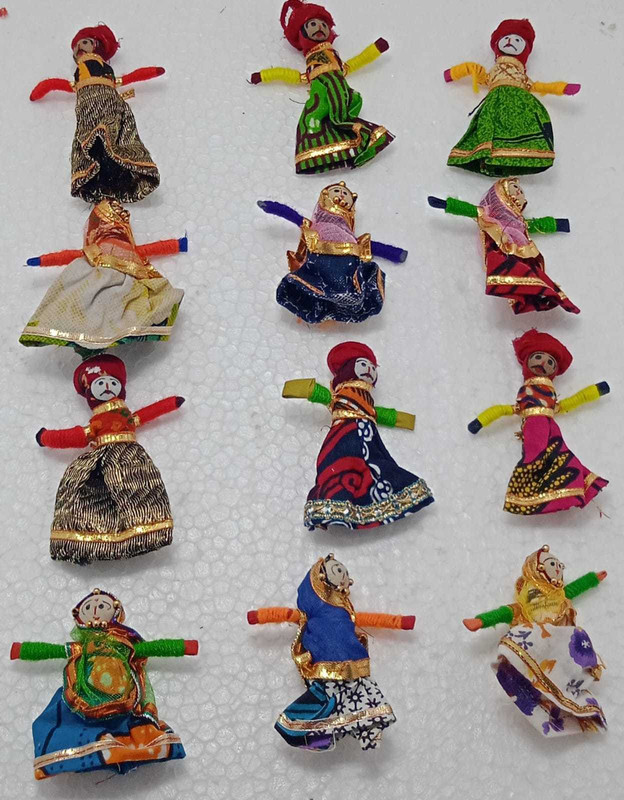 Shyam Diwane Rajasthani COUPLE PUPPETS (Kathputli)/Marionettes Pack Of 6 Pairs/12 Pieces Premium Quality { Multipurpose Use In Candles, Bal Gopal Dresses, Home Decor Items} Marionettes