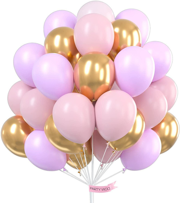 R G ACCESSORIES Solid Purple pink golden balloons for birthday, anniversary party pack of 45pcs Balloon(Gold, Purple, Pink, Pack of 45)
