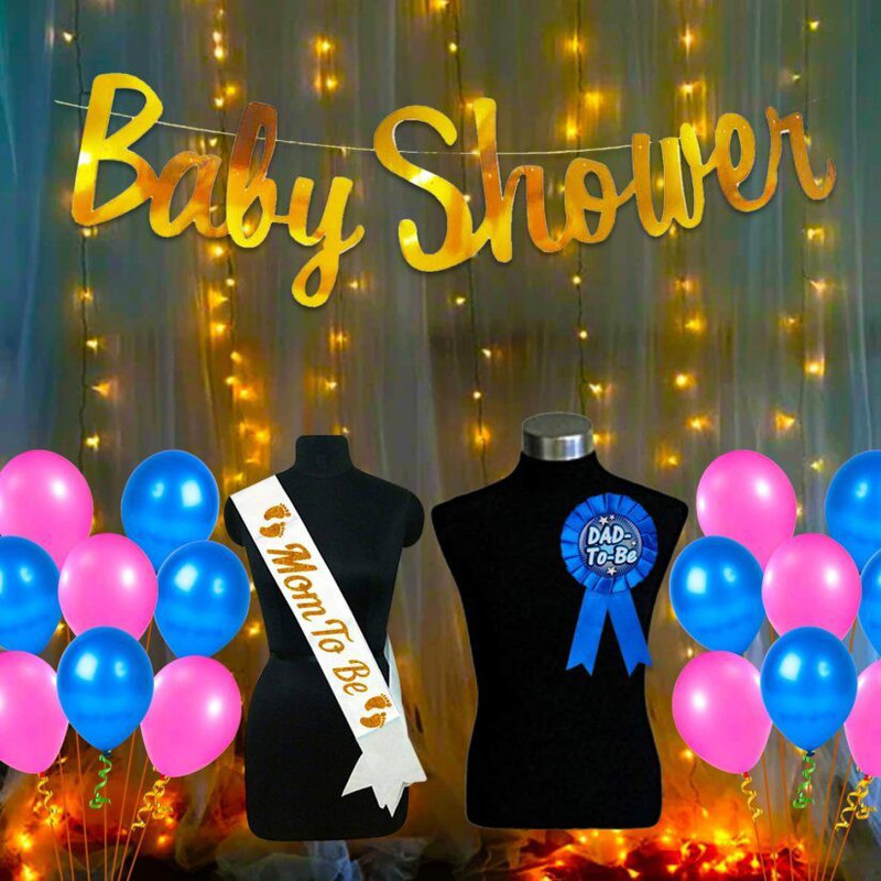 Shmaya Baby shower combo with sash and props-pack of 44(Set of 45)