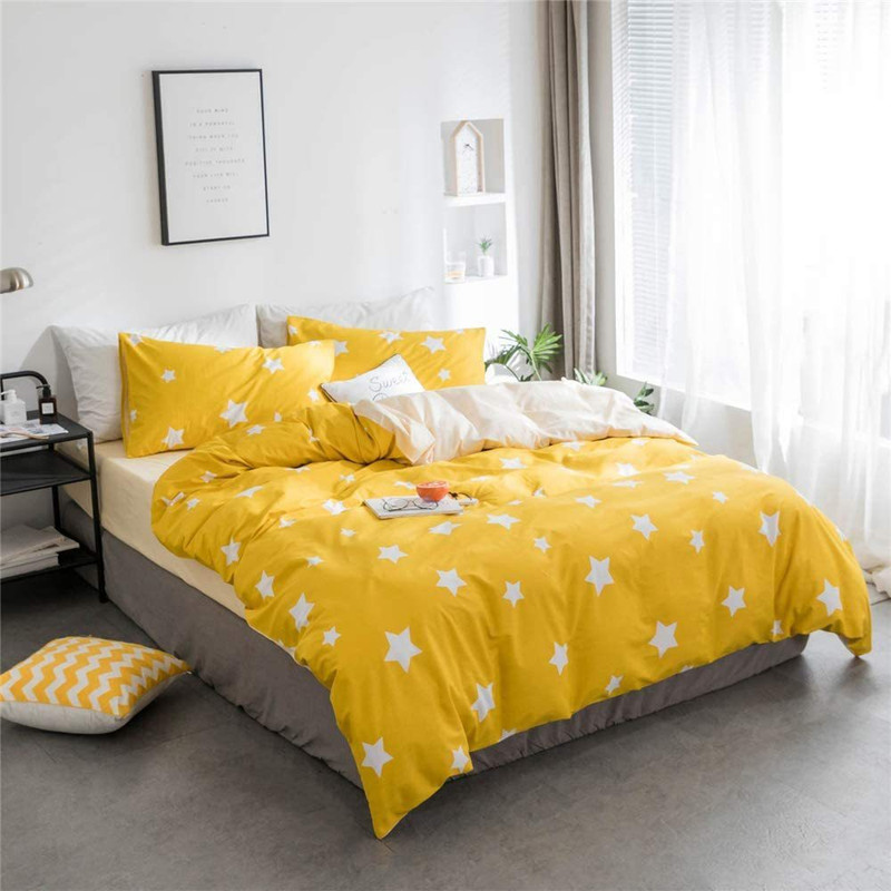 Linenovation Abstract Single Duvet for  AC Room(Polyester, Yellow and white Star)