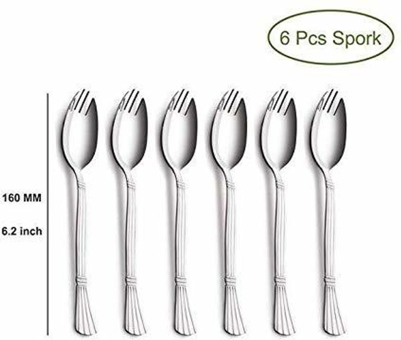 Convay Spork for Soups, Noodles 6 Disposable Stainless Steel Ice Tea Spoon Set(Pack of 6)