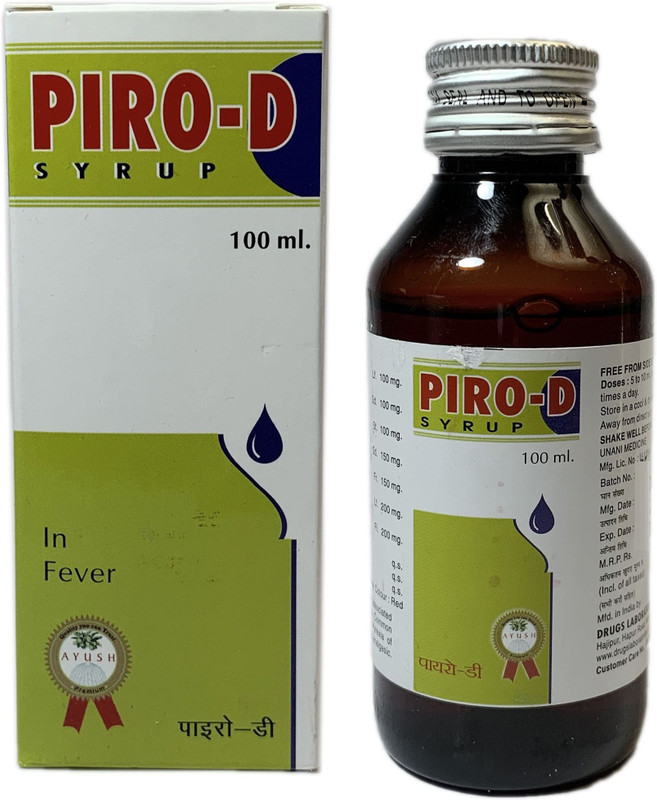 Drugs Laboratories PIRO-D Syrup For Fever 100 Ml Pack Of 2(Pack of 2, 200 ml)