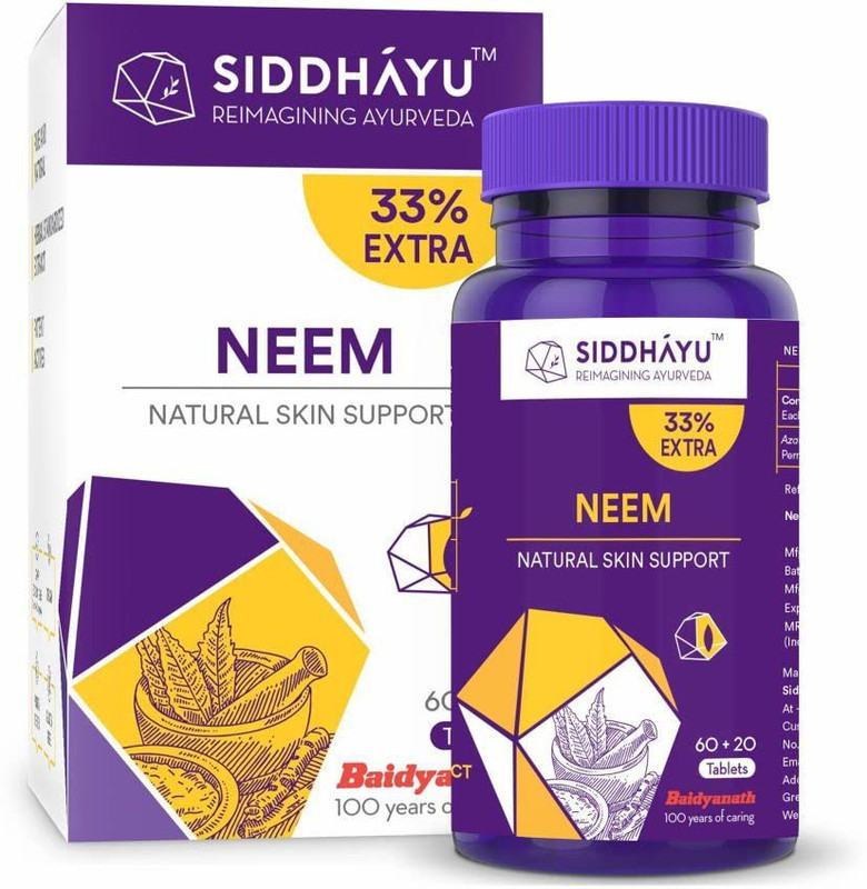 Siddhayu Neem Tablet | Skin Care | Blood Purifier | 60 + 20 Tablets(80 Tablets)