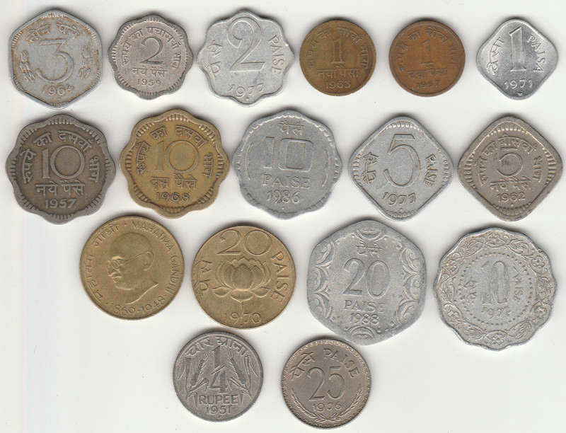 Sansuka 17 different India old coins Modern Coin Collection one paisa, two paisa three paisa, 5paisa, 10 paisa, 20 paisa, all set coins in one set collector choice, brass paisa, copper paisa , aluminum paisa, Nickel 5 paisa, brass Nickel 10 paisa. Modern Coin Collection(17 Coins)