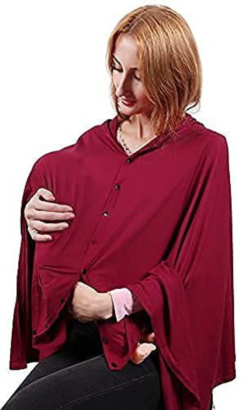 MOMISY Feeding cover Maroon side button Feeding Cloak(Maroon)