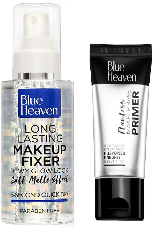 BLUE HEAVEN Long Lasting Makeup Fixer Dewy Glow Look (60ml) & Oil Free Flawless Makeup Base Primer (16g) Primer  - 76 ml(White)