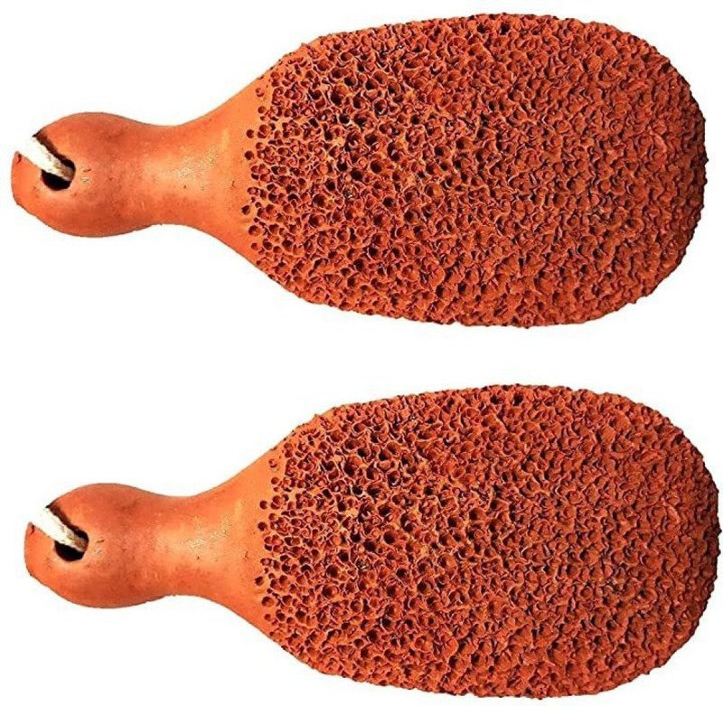 RKD Enterprises Terracotta Best Natural Pumice Stone Foot Scrubber Handmade Organic Clay eco Friendly Dead Skin Remover Women Men Unisex Foot Heel Filer Scraper (Brown) pack of 2
