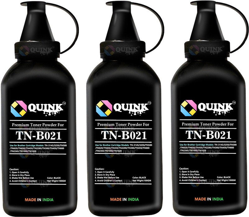 QUINK B021Toner Powder Refill for Brother TN B021-100gm, Compatible Brother HL-B2000D, B2080DW, DCP-B7500D, B7535DW, MFC-B7715DW PRINTER CARTRIDGE Black Ink Toner Powder