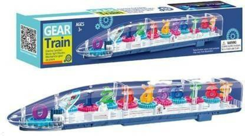 JUBLYN Transparent Gear Train toy With Music 3D Lights And Sound, Bump N go Action, Musical Electric Train Toy For Kids, Concept Gear Train Plastic (Multi-Color)(Multicolor)