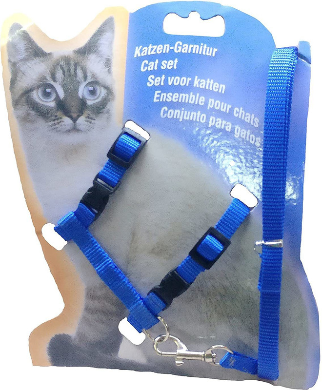 SHK Digitrade Cat Harness & Leash(Medium, Blue)