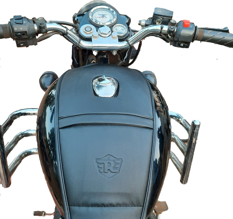 TRENDZ REXINE WORK ROYAL ENFIELD TANK STRAP black FOR classic350/500 electra standard Strap Royal Enfield Classic 350, Classic 500, Electra Twin Spark, Electra Bike Tank Cover