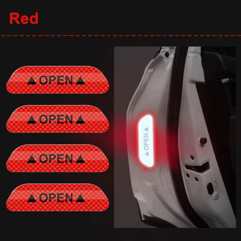 Mr fix Car Reflective Stickers Night Visibility Warning Reflective Door Open Sign Tape Car Reflector Light(Red)