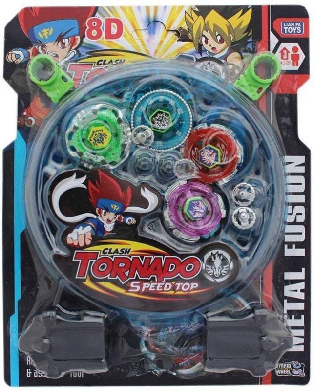 Authfort 4pcs Stadium Tornado Speed Mounting Super Battle Top Metal Fusion(Multicolor)