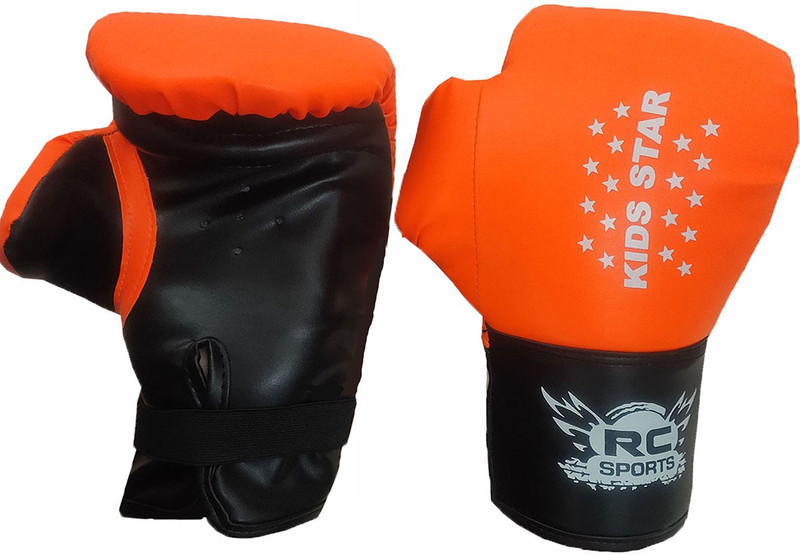 R.C sports Boxing gloves 8 OZ for boys & Girs age 10-16 Boxing Gloves(Orange & Black)