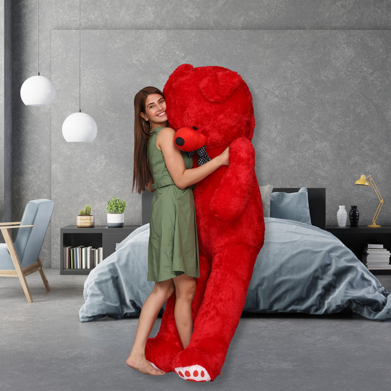 NP Toys 3 feet red teddy bear / soft Red teddy bear for pleasant Gift - 91 cm (Red) - 90 cm(Red)