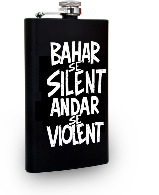 TRAQ BAHAR SE SILENT ANDAR SE VIOLENT ENGRAVED STAINLESS STEEL Hip Flask(230 ml)
