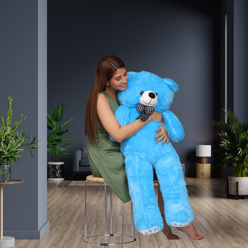 msy 3 feet blue Teddy Love Gifts Soft Toy Panja Print Feet Teddy Bear  - 92 cm(Blue)