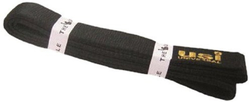 USI UNIVERSAL MARTIAL ARTS Golden Logo Black Belt, 300 cm TAEKWONDO/JUDO/KARATE BELT Abdominal Belt