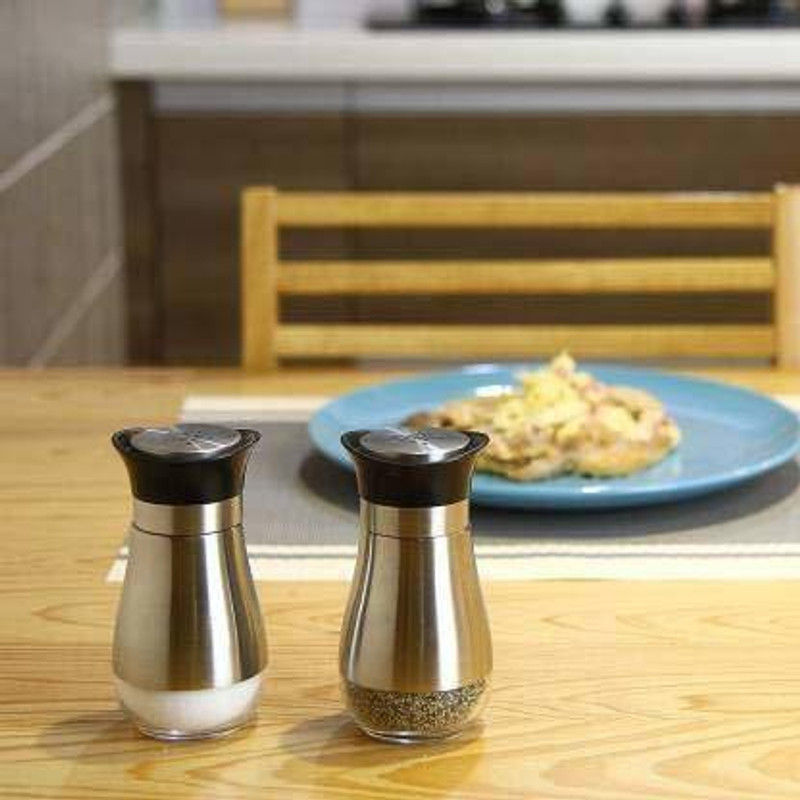 Bloriza Salt & Pepper Set Glass, Stainless Steel