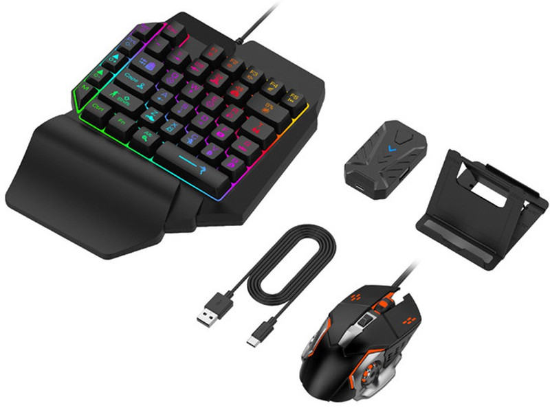 PTCMart 4 in 1 Bluetooth Gaming Keyboard Mouse Converter Combo for Smartphone, play your mobile games using the keyboard and the mouse  Gaming Accessory Kit(Multicolor, For Android, iOS)
