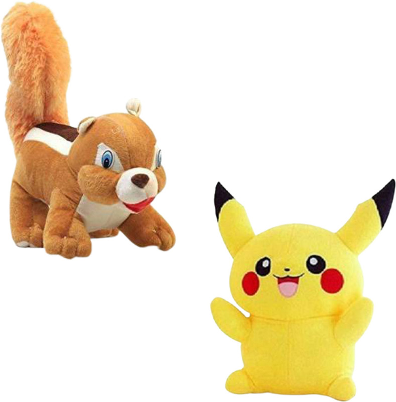 Toyhaven Premium combo offer at affordable price , PIKACHU and SQUIRREL , wonderful cute and exciting topys for kids, birthdays, home decoration and gifting - 25 cm(Brown, Yellow)