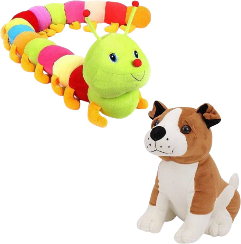 Toyhaven Special combo offer at affordable price , very Cute and adorable plush toys for kids/ CATERPILLAR and BULLDOG /for birthdays, home decoration and gifting - 25 cm(Multicolor)