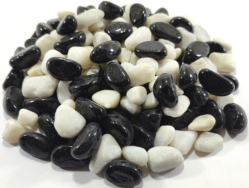 Sky Decorative Black and White Stones for aquarium garden decor fountain River Rock Unplanted Substrate(Black, White, 1 kg)