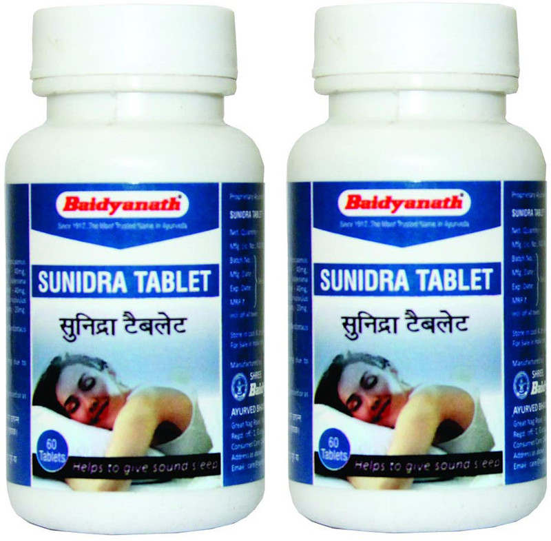 Baidyanath Sunidra Tablet - Non-Habit Sleeping Pills - 60 Tablets(Pack of 2, 120 Tablets)