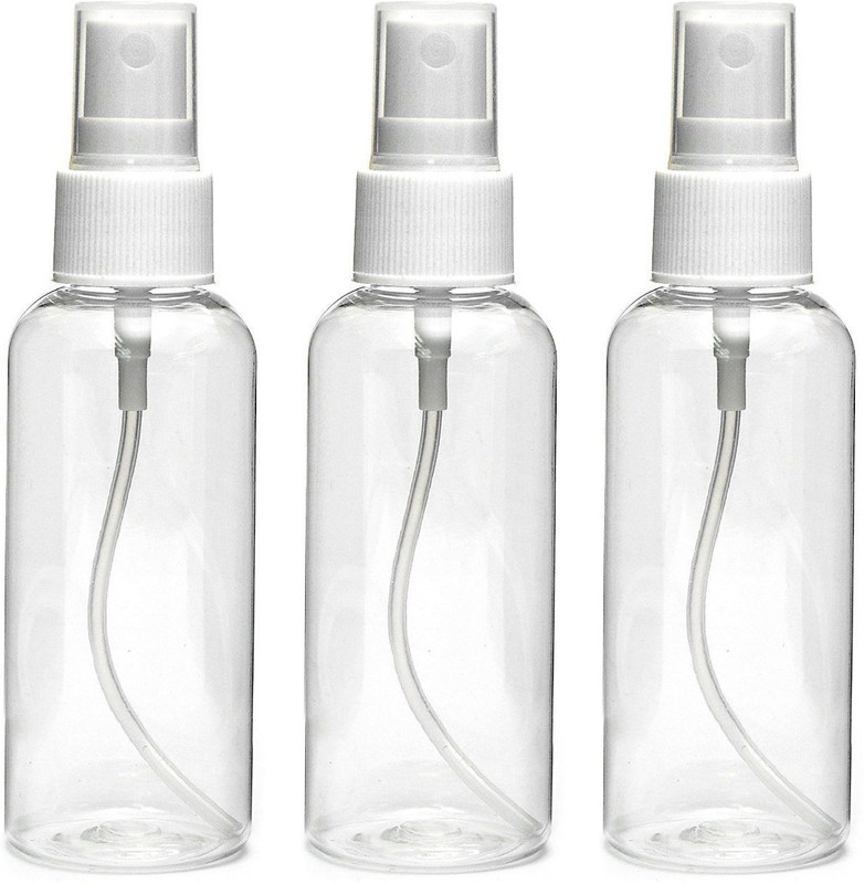 nsb herbals Transparent Plastic Empty Refillable Reusable Fine Mist Spray Bottle with Dust Cap 50 ml PET Bottle(Pack of 3, Clear)