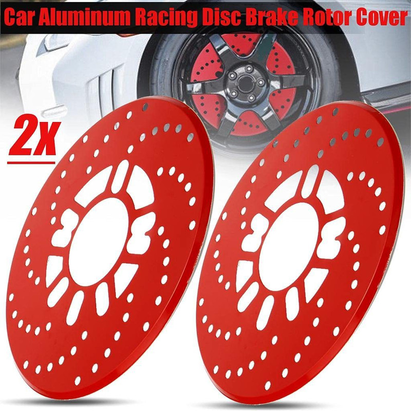 Auto MT 2X Universal Car Wheel Decorative Brakes Disc Brake Racing Cover Disc Brake Rotor Trim Decorative Covers (RED) Wheel Lock