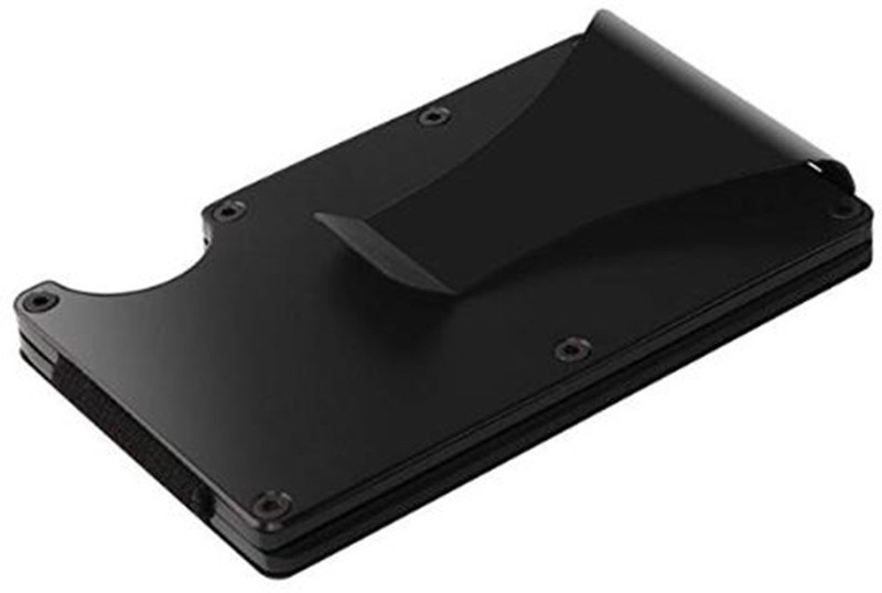 StealODeal Black Exclusive Slim Minimalist Money Clip RFID Front Pocket Smart Case for Men and Women 10 Card Holder(Set of 1, Black)