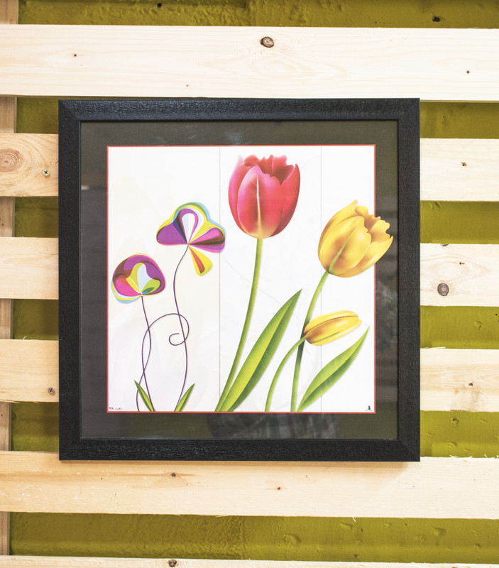 Woodecora Digital Rose Flower Art Print Frame 17.5 inch Digital(Multicolor)
