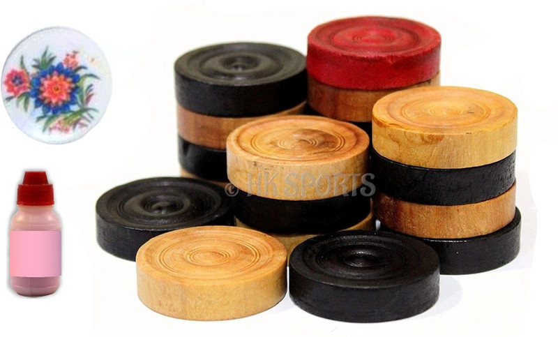 HK Sport & Toys Premium Quality 6mm Wooden Carrom Coins Set (Pack of 24) Carrom Pawns(Pack of 24)