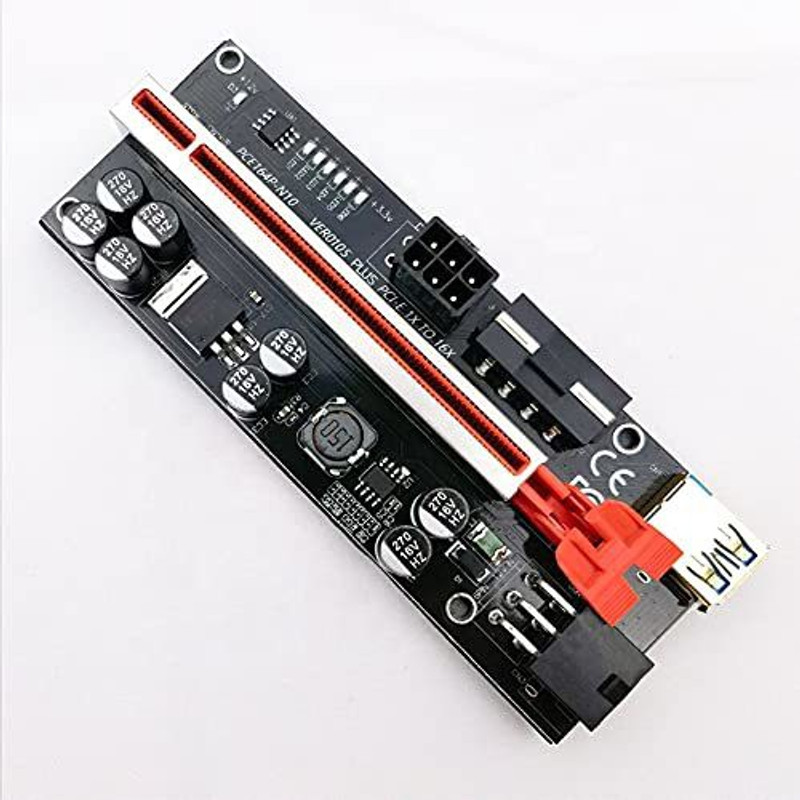 Tobo ER010S Plus USB 3.0 PCI-E Riser VER 010S Plus Express 1X to 16X Extender Pcie Riser Adapter Card SATA 6 LED Light DDR2 1 GB NVIDIA Chipset 1000 bit 1000 MHz Graphics Card(Black)