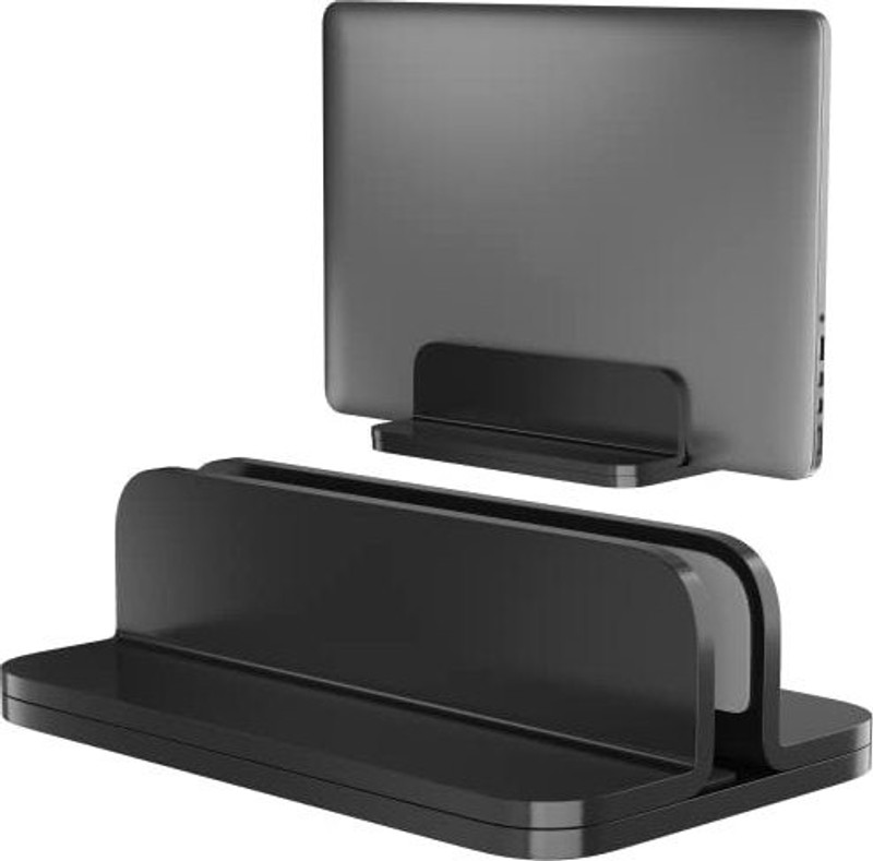 ELV DIRECT Vertical Laptop Stand Holder,Desktop Aluminum Lapdesk Laptop Stand with Adjustable Dock Size, Fits All Laptops (Up to 17.3 inches) Aluminium Desk Stand Laptop Stand Compatible with Universal Laptops(Black)