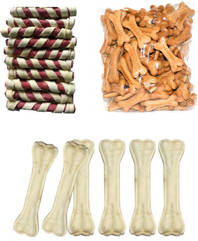 SAWAY Dog Rawhide Mutton Spirral Munchy (Red) 250Gr, Healthy Treat Big Brown Biscuit 250gr & Healthy Pressed Chew Bone 6 inch 250g (Pack Of 750gr) Mutton, Beef, Vegetable Dog Chew(0.75 kg, Pack of 1)
