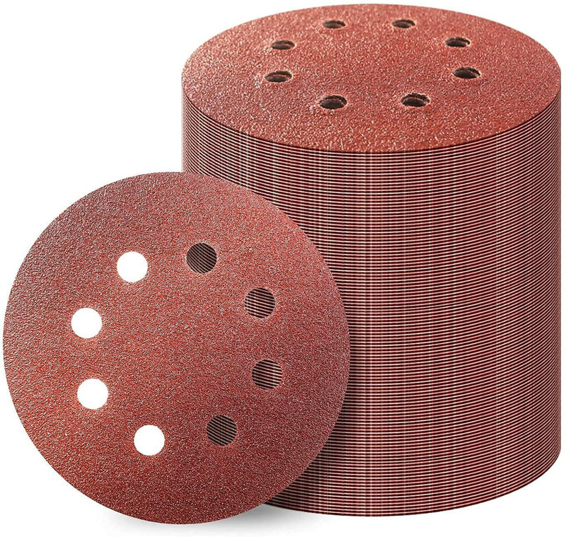 Easy Bull NY P-120 5 Inch Round Sand Paper Sanding Disc 125MM with 8 Holes for Orbital Sander (50 Pcs, 120 Grit) Emery Sandpaper(120 Pack of 1)