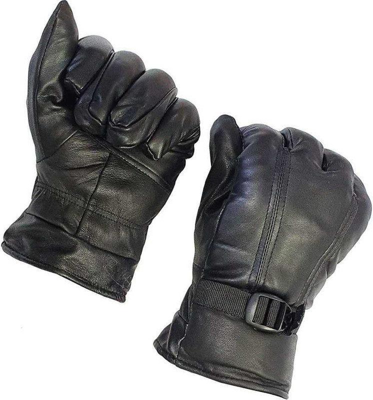 SIYAA Leather Snow Proof Winter Gloves For Men And Women Riding Gloves(Black)
