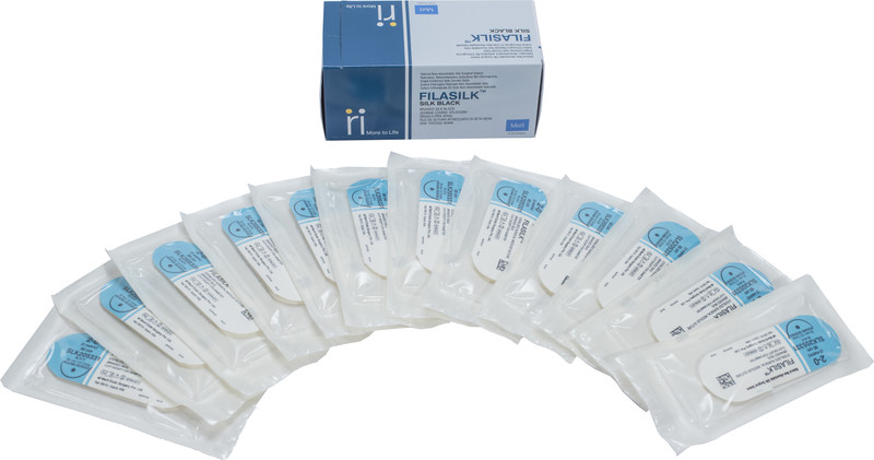 Meril Suitable for hands-on training on suturing techniques -Pack of 12,Natural, Non-Absorbable,Braided, (Silk) Suture,SLK20 5331 Suturing Forceps