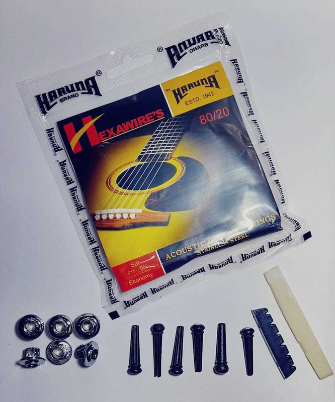 KARUNA Acoustic 1SET KARUNSA STRING BRIDGE PIN SADDLE NUT FILLER BELTCC Guitar String(6 Strings)